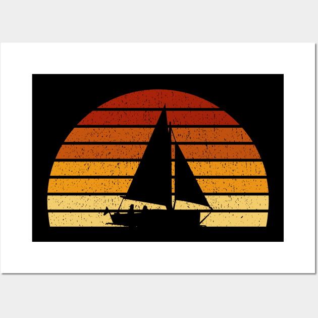 Vintage Sunset Sailing Gift For Sailors and Skippers Wall Art by OceanRadar